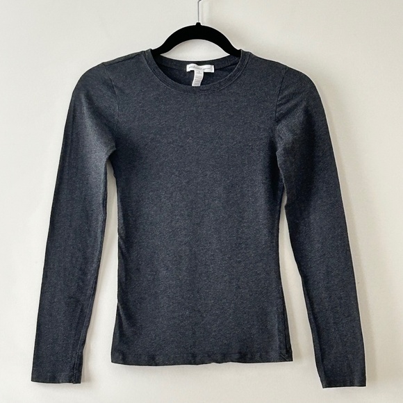 Ambiance Apparel Charcoal Gray Cotton Crewneck Long Sleeve Tee - Picture 1 of 16